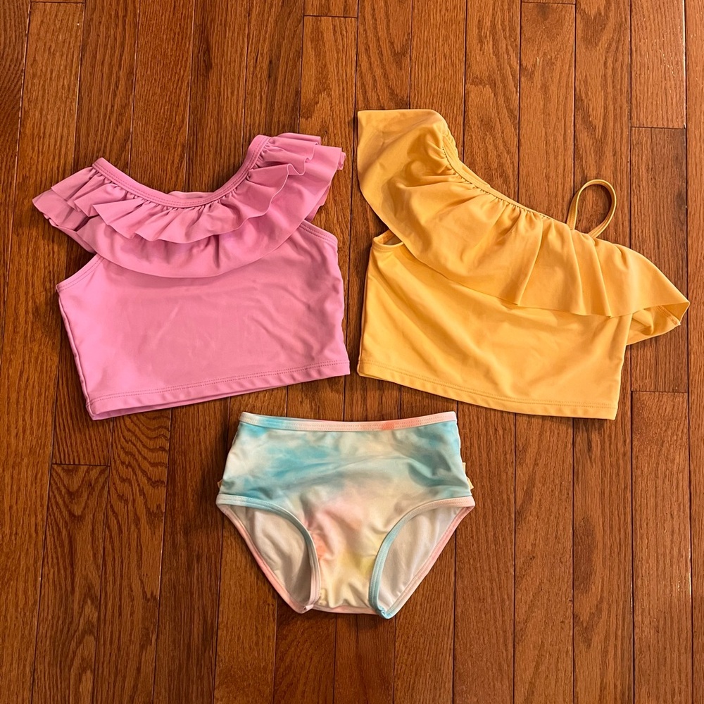 Ruffle Butts Pink & Yellow Ruffle Two-Piece Swim Set/Sz 4T (&3T)
